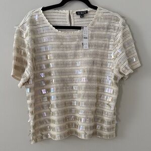 J. Crew Ivory Sequin Blouse Size L 
NWT